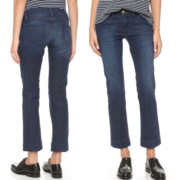 FRAME Denim Le Slim Straight Cropped Trouser Jeans Denrock Dark Wash Size 26 | 2 - Picture 1 of 12